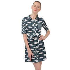 Lattice Pattern Belted Shirt Dress by GardenOfOphir