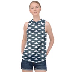 Lattice Pattern High Neck Satin Top by GardenOfOphir