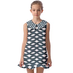 Lattice Pattern Kids  Pilgrim Collar Ruffle Hem Dress by GardenOfOphir