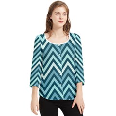 Chevron Vi Chiffon Quarter Sleeve Blouse by GardenOfOphir