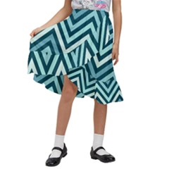 Chevron Vi Kids  Ruffle Flared Wrap Midi Skirt