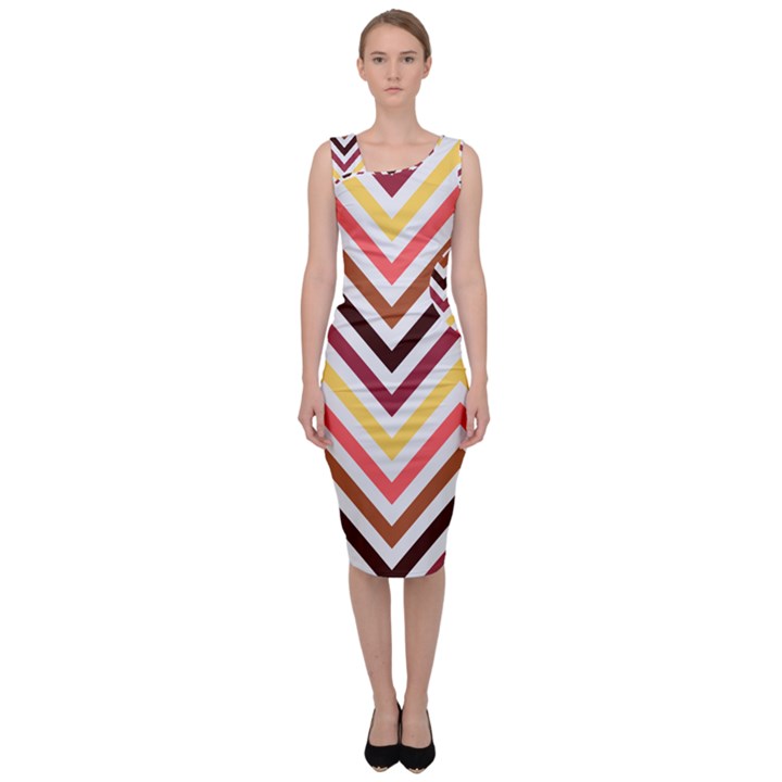 Chevron V Sleeveless Pencil Dress