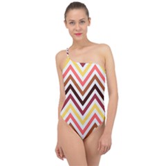 Chevron V Classic One Shoulder Swimsuit by GardenOfOphir