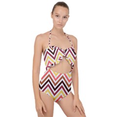 Chevron V Scallop Top Cut Out Swimsuit by GardenOfOphir