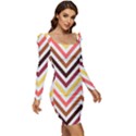 Chevron V Women Long Sleeve Ruched Stretch Jersey Dress View2