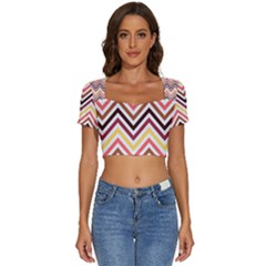 Chevron V Short Sleeve Square Neckline Crop Top  by GardenOfOphir