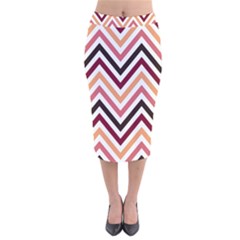 Chevron Iv Velvet Midi Pencil Skirt by GardenOfOphir