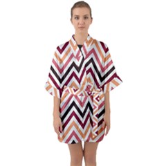 Chevron Iv Half Sleeve Satin Kimono  by GardenOfOphir