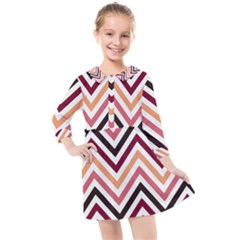 Chevron Iv Kids  Quarter Sleeve Shirt Dress by GardenOfOphir