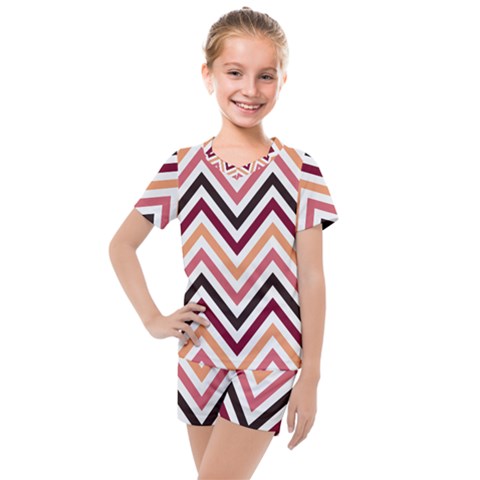 Chevron Iv Kids  Mesh Tee And Shorts Set by GardenOfOphir