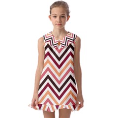 Chevron Iv Kids  Pilgrim Collar Ruffle Hem Dress by GardenOfOphir