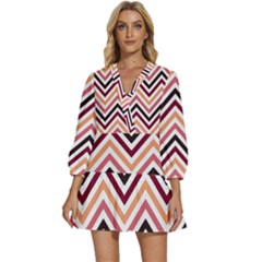 Chevron Iv V-neck Placket Mini Dress by GardenOfOphir