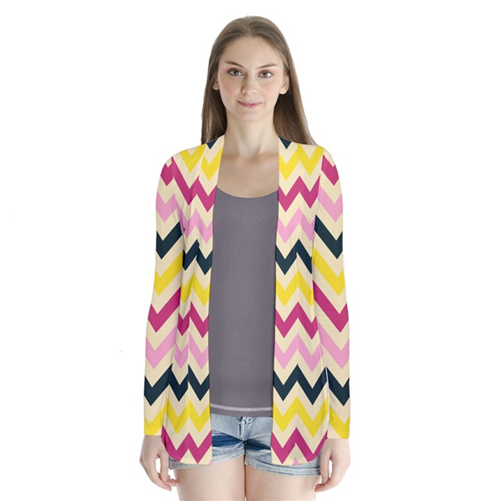 Chevron I Drape Collar Cardigan