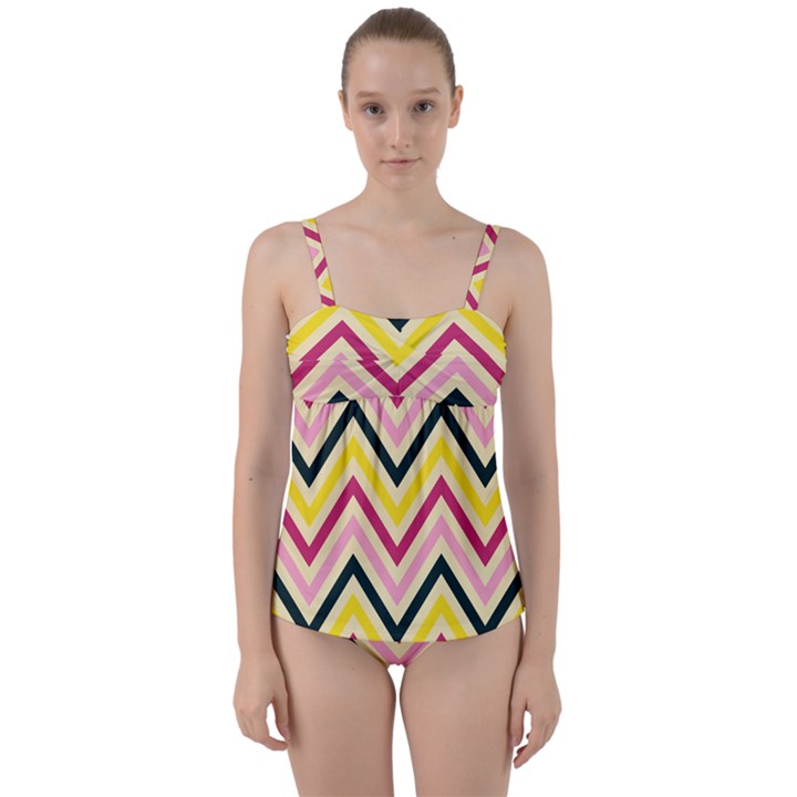 Chevron I Twist Front Tankini Set