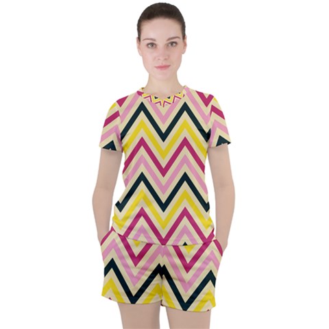 Chevron I Women s Tee And Shorts Set by GardenOfOphir