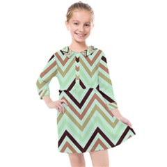 Chevron Iii Kids  Quarter Sleeve Shirt Dress by GardenOfOphir