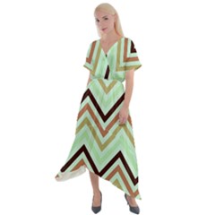 Chevron Iii Cross Front Sharkbite Hem Maxi Dress by GardenOfOphir