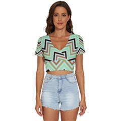 Chevron Iii V-neck Crop Top by GardenOfOphir