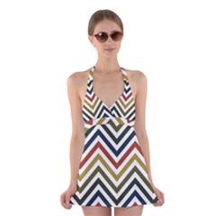 Chevron Ii Halter Dress Swimsuit  by GardenOfOphir