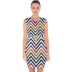 Chevron Ii Capsleeve Drawstring Dress  by GardenOfOphir