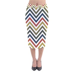 Chevron Ii Velvet Midi Pencil Skirt by GardenOfOphir