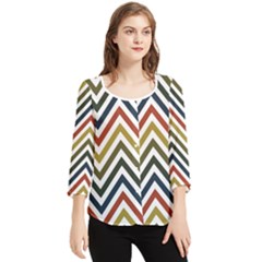 Chevron Ii Chiffon Quarter Sleeve Blouse by GardenOfOphir