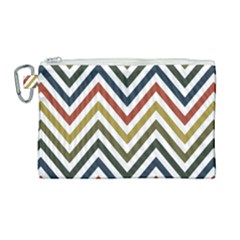 Chevron Ii Canvas Cosmetic Bag (large) by GardenOfOphir