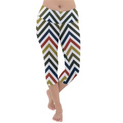 Chevron Ii Lightweight Velour Capri Yoga Leggings by GardenOfOphir