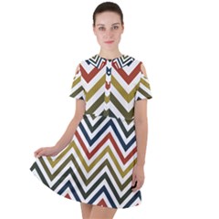 Chevron Ii Short Sleeve Shoulder Cut Out Dress  by GardenOfOphir