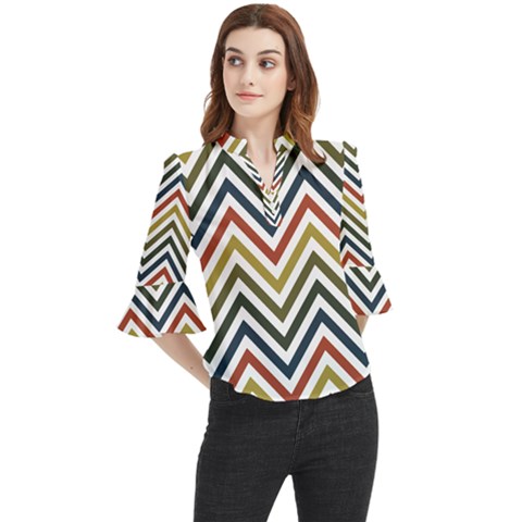 Chevron Ii Loose Horn Sleeve Chiffon Blouse by GardenOfOphir