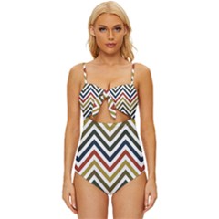 Chevron Ii Knot Front One-piece Swimsuit by GardenOfOphir