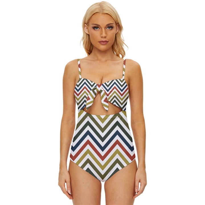 Chevron Ii Knot Front One-Piece Swimsuit