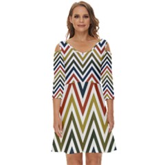 Chevron Ii Shoulder Cut Out Zip Up Dress by GardenOfOphir