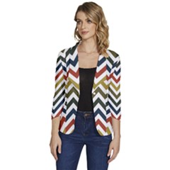 Chevron Ii Women s One-button 3/4 Sleeve Short Jacket by GardenOfOphir