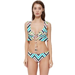 Cevron I Low Cut Ruffle Edge Bikini Set by GardenOfOphir