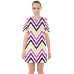 Pretty Chevron Sixties Short Sleeve Mini Dress by GardenOfOphir