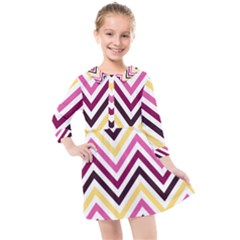 Pretty Chevron Kids  Quarter Sleeve Shirt Dress by GardenOfOphir