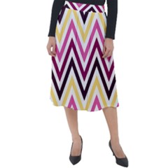 Pretty Chevron Classic Velour Midi Skirt  by GardenOfOphir