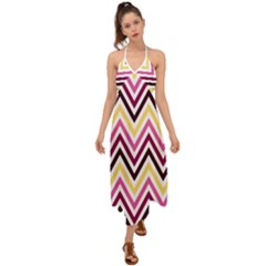 Pretty Chevron Halter Tie Back Dress  by GardenOfOphir