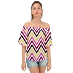 Pretty Chevron Off Shoulder Short Sleeve Top by GardenOfOphir