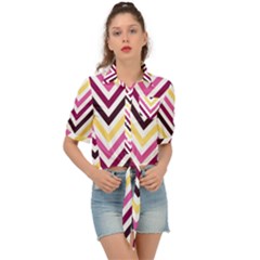 Pretty Chevron Tie Front Shirt  by GardenOfOphir