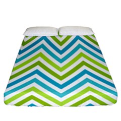 Green Chevron Fitted Sheet (california King Size) by GardenOfOphir