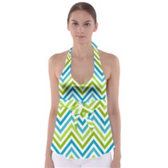 Green Chevron Babydoll Tankini Top by GardenOfOphir