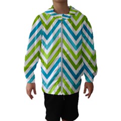 Green Chevron Kids  Hooded Windbreaker by GardenOfOphir