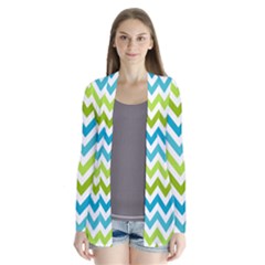 Green Chevron Drape Collar Cardigan by GardenOfOphir