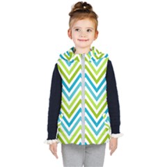 Green Chevron Kids  Hooded Puffer Vest by GardenOfOphir