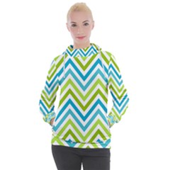 Green Chevron Women s Hooded Pullover by GardenOfOphir