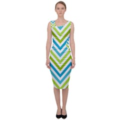 Green Chevron Sleeveless Pencil Dress by GardenOfOphir