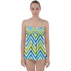 Green Chevron Babydoll Tankini Set by GardenOfOphir