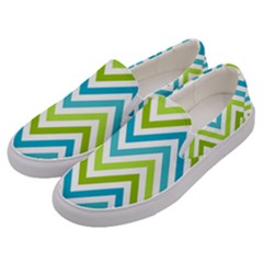 Green Chevron Men s Canvas Slip Ons by GardenOfOphir